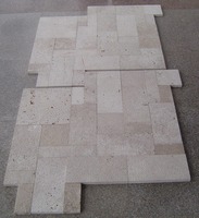 Marbre de travertin Beige, carreaux de pavés de piscine martelés de 30mm d'épaisseur, vente en gros
