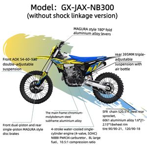 GX-JAX-NB300 MAGURA Style 300cc <strong>4</strong> <strong>Stroke</strong> Single Cylinder <strong>Dirt</strong> <strong>Bike</strong> 6-Speed NIBBI PWK34 Carburetor LED Headlight Off-Road - Product Image 2