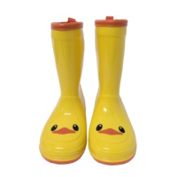 Bottes de pluie imperméables en PVC pour enfants Canard de dessin animé jaune