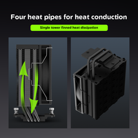 Pendingin Udara CPU OEM 4 Heat Pipes 120mm ARGB PWM 240W Silent Fluid Bearing Tembaga & Aluminium untuk PC Gaming
