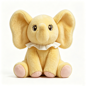 Peluche Personalizzato a Forma di Elefante Giallo, Morbido Giocattolo Imbottito con Colletto a Volant, Regalo di Compleanno per Bambini, Tema <span class=keywords><strong>Zoo</strong></span> - Product Image 5