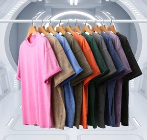 เสื้อยืดถักน้ำหนักมาก พิมพ์ลาย DTG สีดำ ทรงโอเวอร์ไซส์ สำหรับผู้ชาย สไตล์วินเทจฟอกสี แบบขายส่ง รับสั่งทำ - Product Image 2