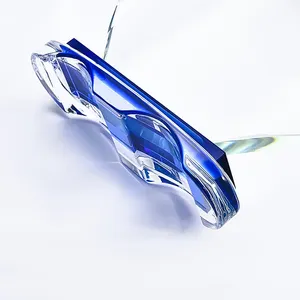 Fábrica al por mayor K9 Escudo de cristal en blanco Trofeo personalizado Grabado Premio de vidrio transparente con doble base