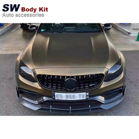 Lèvre avant en fibre de carbone style BS pour Mercedes-Benz Classe C W205 C63 2015-2021, séparateur avant, pare-chocs de voiture, pièces et accessoires automobiles