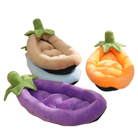 Coussin pour chien écologique en peluche, épais et chaud pour l'hiver, semi-fermé, ultra doux, avec poignée en forme de feuille de dessin animé