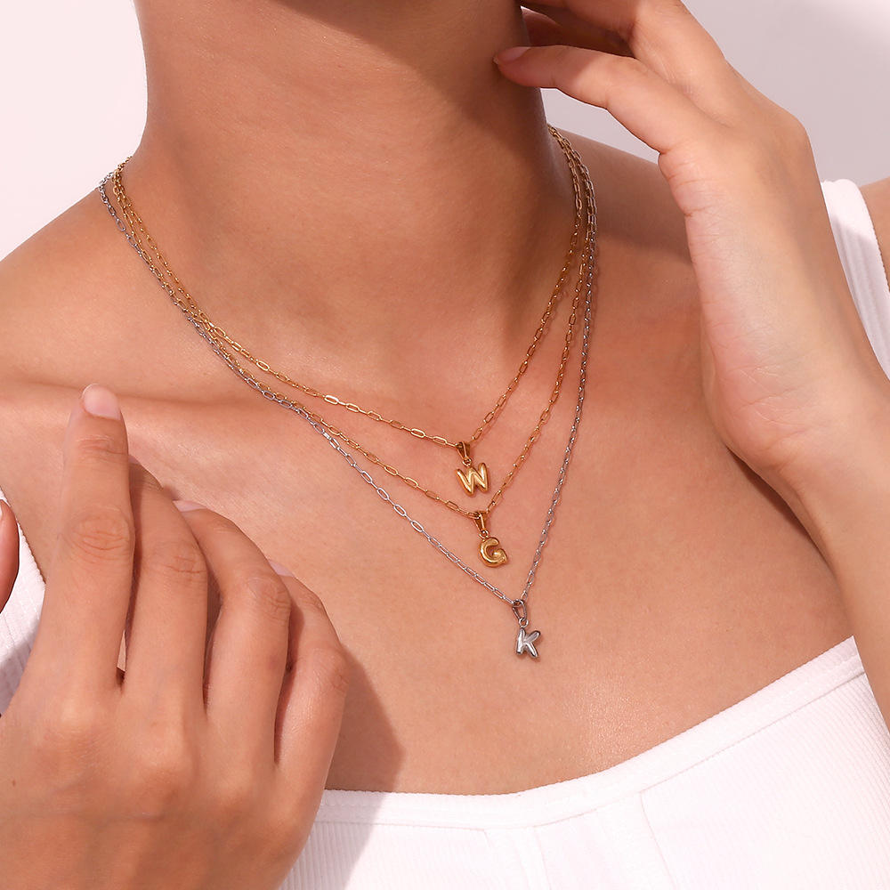 Fashion Charm Bubble Initial Letter Pendant Necklace Elegant