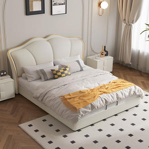 Cama Doble Moderna Minimalista de Lujo de 1.8M, Tapizada en Crema con Diseño de Pétalos, para Recámara Principal, Uso Doméstico para Niñas - Product Image 2