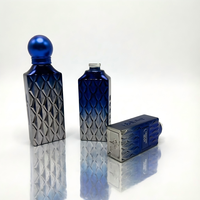 Flacon de parfum de luxe en verre dégradé bleu-gris avec texture découpée 10ml/15ml/20ml, flacon pulvérisateur rechargeable