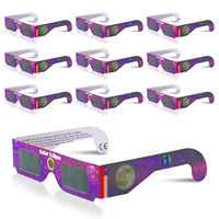 Vente en gros de lunettes d'éclipse solaire Kingvision 2024, modèle 112101, design personnalisé, monture intégrale, verres miroir, monture PC+Papier, unisexe