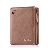Dompet Kartu Kredit Pribadi Anti RFID Mini dengan Kantong Resleting Tipis untuk Pria Logo Kustom