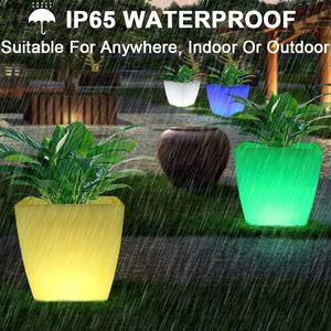 Maceta LED Solar para Jardín, Cuadrada, Grande, Iluminada, con Clasificación IP65, Control Remoto, Resistente al Agua, 40x40x40cm, Blanco Cálido - Product Image 5