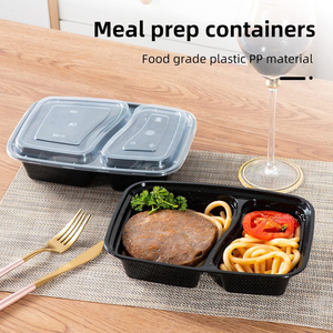 Reusable Disposable PP Food <b>Containers</b> 2 Compartment Food Grade Meal Prep Storage <b>Container</b> <b>Boxes</b> - Product Image 5