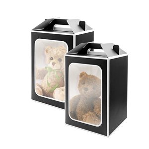 Grande fenêtre transparente boîtes-cadeaux de fête de mariage avec poignées sacs en papier Bouquet portables avec matériaux recyclés - Product Image 3