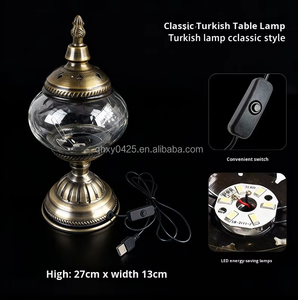 Traditional Moroccan Glass Multicolor LED <strong>Table</strong> Lamp with Simple Electric Body Power Supply Warm White Elegant Design - Product Image 5