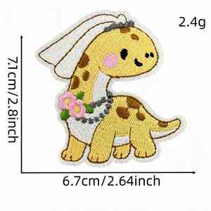 Patchs brodés thermocollants pour vêtements, motif dinosaure mignon de dessin animé, broderie informatique, patchs animaux - Product Image 6