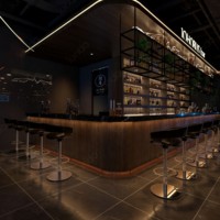 Ensemble de meubles de bar haut de gamme Sundo, style industriel moderne, avec éclairage LED, comptoir de bar commercial sur mesure, canapé, design en bois sur mesure