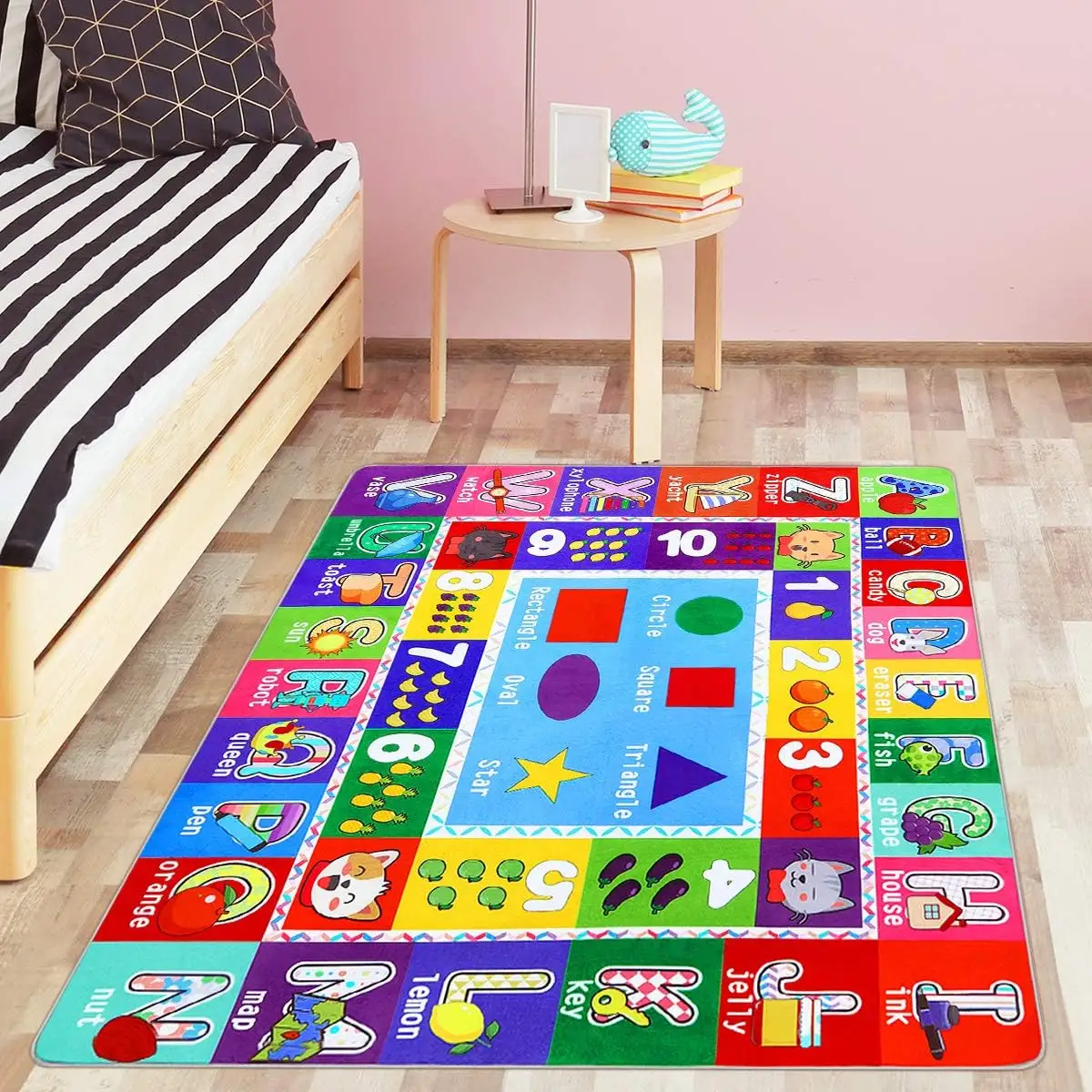 어린이 깔개 놀이 매트 카펫 ABC 알파벳 동물 모양 색상 지역 깔개 학습 및 안전한 깔개 교육 및 재미있는 놀이 매트