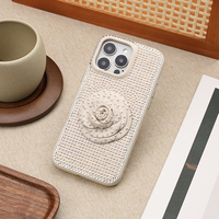 Étui de téléphone portable ZENOS Fashion personnalisé en cuir PU, motif rose et diamant, fait main, haut de gamme, protection intégrale 360°, décoration intégrée