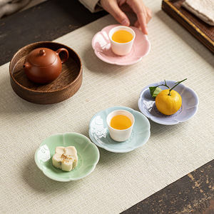 Chinese Style <b>Ceramic</b> Flower Shape Tea Tray Mini Fruit <b>Plate</b> Handmade Zen Inspired Dessert Bowl For Tea Ceremony Dehua Origin - Product Image 1