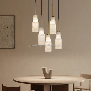 Lustre en albâtre naturel espagnol recommandé par les designers de Zhongshan Wholesale, lampe suspendue de luxe française pour <span class=keywords><strong>restaurant</strong></span> et bar - Product Image 3