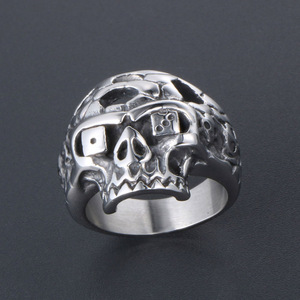 Skull <b>Titanium</b> Steel <b>Ring</b> Unisex Fashion Punk Jewelry Party Accessory SA445 - Product Image 2