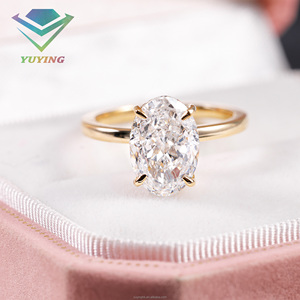 Anillo de compromiso de lujo con diamante cultivado en laboratorio CVD/HPHT de 0.5/1/1.5 quilates, corte ovalado, oro macizo de 10k/14k, certificado IGI, regalo de boda personalizado. - Product Image 5