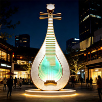 Lumière de sculpture paysagère LED en forme de pipa en acier inoxydable, lampe personnalisée pour la décoration artistique des places et des parcs, étanche IP65 pour l'extérieur
