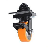 Roue de chariot robuste avec frein total, bande de roulement en polyuréthane, noyau en acier forgé, fonctionnement silencieux, absorption des chocs