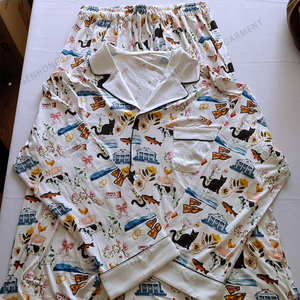 Pijamas Personalizados de Manga Longa com Botão para Festivais e Festas, Conjunto de 2 Peças para Mulheres, 100% Algodão, Conjunto de Pijamas de Natal - Product Image 2