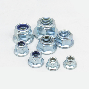 Écrous à vis hexagonaux à bride avec verrouillage en nylon, acier, zinque bleu, zinque noir, 1/4-20 M6, écrous de vis pour meubles, grade <span class=keywords><strong>8</strong></span> - Product Image 3