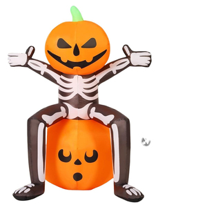 Tête de citrouille gonflable d'Halloween avec diode électroluminescente intégrée, costume de citrouille gonflable, décoration de cour d'Halloween - Product Image 5