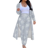 Personnalisé de haute qualité à la mode Mele Kalikimaka Noël Ensemble de cape à manches longues pour femmes Cape ample Design Casual Cape Pants Suit