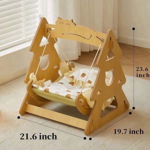 Hamaca de madera para gatos, cuna para mascotas de interior, cama para gatos para todas las estaciones, columpio para cachorros y gatos, silla mecedora, hamaca colgante. - Product Image 1