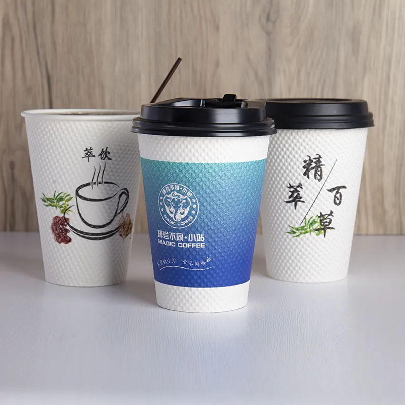 2024 New Double Wall PLA Coffee Cup Custom Printed Embossed Disposable with Lids for Food Craft and Pack Use