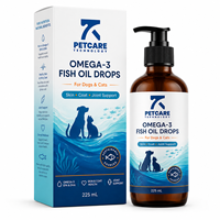 Huile de poisson Oméga 3 en gouttes pour chiens et chats, marque privée OEM ODM, complément alimentaire personnalisé pour animaux de compagnie, soutien de la peau, du pelage et des articulations, EPA DHA