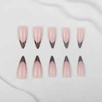 24 faux ongles longs et pointus, couvrant entièrement l'ongle, double french, imprimé léopard, ABS, pré-conçus, vente en gros