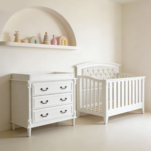 Ensemble de meubles pour enfants en gros : Lit bébé et table à langer combinés, berceau en bois massif, table à langer minimaliste en bois pour bébé - Product Image 1