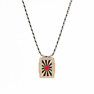 Collana Lunga Unisex Bohemien con Grandi Carte dei Tarocchi, Catene in Rame e Diamanti, Sole, Luna, Occhio del Diavolo, Cuore Quadrato - Product Image 5