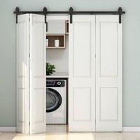 Sistem Pintu Lipat Bifold Barn Door, Rel Geser Atas Berbahan Logam Baja Karbon Senyap, Kit Rel Geser Lengkap, Perlengkapan Perangkat Keras Rumah