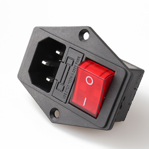 Toma de corriente C14, fusible único KCD4, interruptor de luz de 25x30mm, tipo tornillo, 3 salidas de CA de latón, clasificación 10A, CCC CB TUV CE KC para certificado - Product Image 2