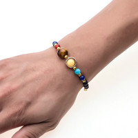 Bracelet du système solaire de l'univers pour femmes, nouvelle pierre naturelle, Bracelet de huit planètes pour hommes, meilleurs amis, cadeau, bijoux de Couple de l'univers, 2023