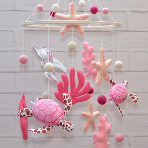 Mobile de berceau en feutre pour bébé, mobile océanique pour bébé, mobile de fille pour chambre d'enfant, mobile tortue, mobile d'animaux marins en feutre - Product Image 6