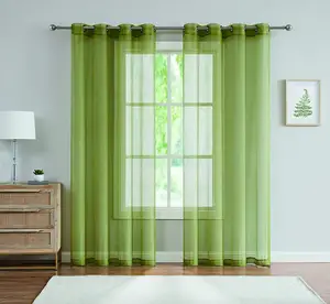 Wholesale modern home decor voile sheer curtain window eyelet grommet panels