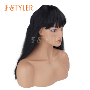 FSTYLER Cosplay peluca Super larga recta pelo sintético estilo <span class=keywords><strong>Afro</strong></span> <span class=keywords><strong>pelucas</strong></span> negras venta al por mayor venta a granel fábrica Halloween <span class=keywords><strong>carnaval</strong></span> peluca - Product Image 5