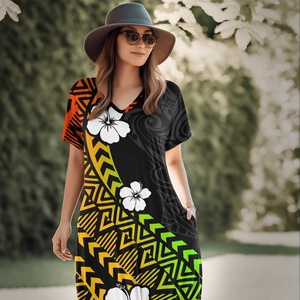 <span class=keywords><strong>Abito</strong></span> Lungo Boho Floreale con Scollo a V e Effetto Avvolgente <span class=keywords><strong>per</strong></span> Donna, Primavera-Estate 2025, Stile Polinesiano Tribale, Ideale <span class=keywords><strong>per</strong></span> Matrimoni, Lauree e Feste - Product Image 4