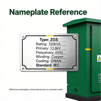 Transformateur monté sur socle de 160 kVA, sous-station compacte immergée dans l'huile de type américain 13,8 kV 400 V 60 Hz