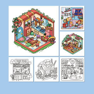 Haute qualité 40 pages coins de la vie livre de coloriage adultes adolescents confortables dessins mignons coins confortables Relaxation papier matériel - Product Image 3