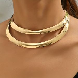 Goldener stilvoller doppelschichtiger offener Kragen weibliche urbane Mode Schmuck afrikanische indigenen übermäßiger Choker offener Kragen - Product Image 3