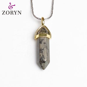 Pendentif en pierre naturelle et cristal, plaqué or, avec chaîne en argent, style bohème vintage, en acier inoxydable, pour hommes et femmes, pour la guérison spirituelle - Product Image 1