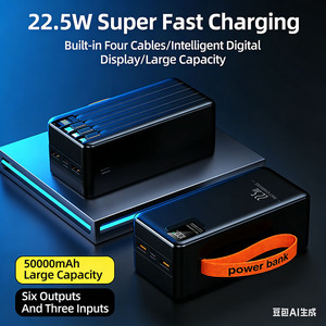 Batteries externes grande capacité 50000 mAh, station d'alimentation portable universelle 22,5 W, 4 ports USB Type-C Micro USB, écran LED, charge super rapide - Product Image 2